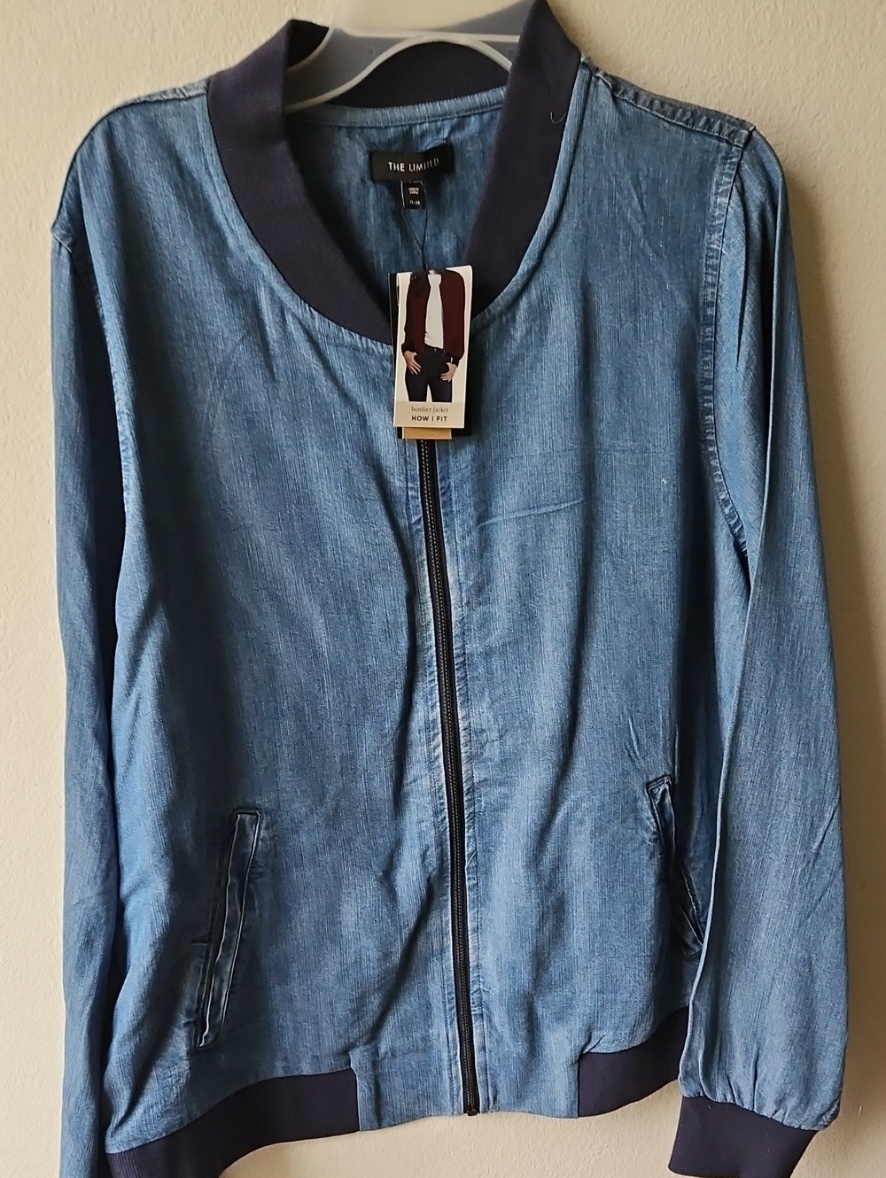 NWT Light Wash Denim Bomber Jacket - The Limited - Blue XL